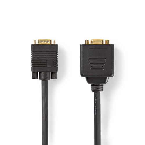 VGA Cable | VGA Male | 2x VGA Female | Gold Plated | Maximum resolution: 1280x768 | 0.20 m | Round | ABS | Black | Envelope CCGP59120BK02 5412810264292