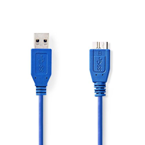 USB Cable | USB 3.2 Gen 1 | USB-A Male | USB Micro-B Male | 5 Gbps | Nickel Plated | 5.00 m | Round | PVC | Blue | Envelope CCGP61500BU50 5412810275250