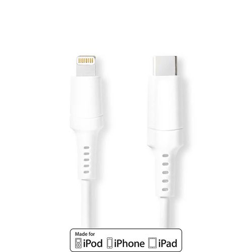 Lightning Cable | USB 2.0 | Apple Lightning 8-Pin | USB-C™ Male | 480 Mbps | Nickel Plated | 1.00 m | Round | PVC | White | Box CCGW39650WT10 5412810315505