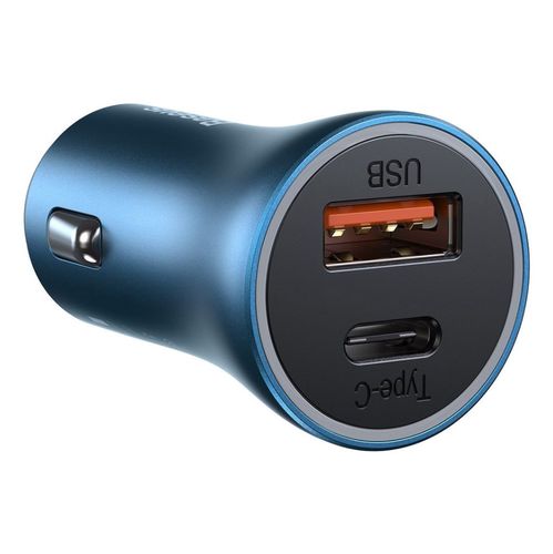 Car Quick Charger 40W 12-24V USB + USB-C QC4+ PD3.0 SCP FCP AFC, Blue CCJD-03 6953156201941