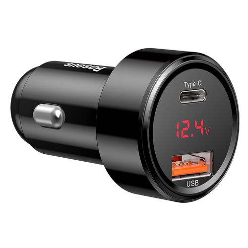 Car Quick Charger 12-24V 45W USB + USB-C QC4+ PD3.0 with Voltage, Current Display CCMLC20C-01 6953156293182