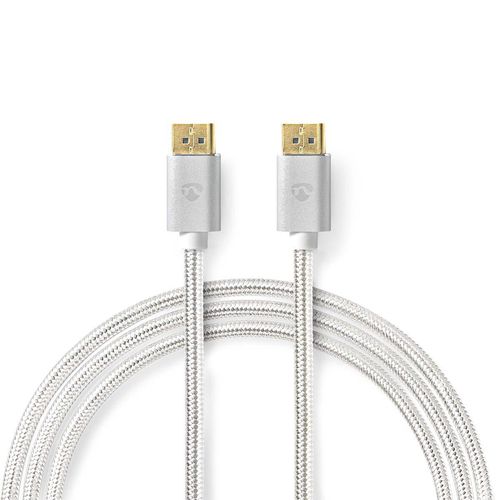 DisplayPort Cable | DisplayPort Male | DisplayPort Male | 8K@60Hz | Gold Plated | 2.00 m | Round | Braided | Silver | Cover Window Box CCTB37014AL20 5412810333370