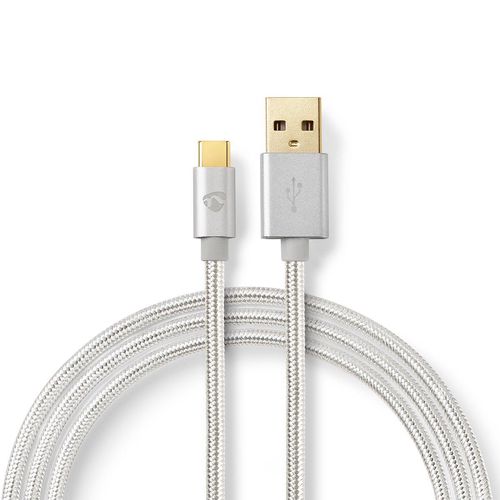 USB Cable | USB 2.0 | USB-A Male | USB-C™ Male | 15 W | 480 Mbps | Gold Plated | 2.00 m | Round | Braided / Nylon | Aluminium | Cover Window Box CCTB60600AL20 5412810262694