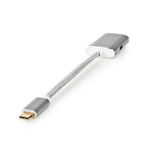 USB-C™ Adapter | USB 3.2 Gen 1 | USB-C™ Male | DisplayPort Female / USB-C™ Female | 4K@60Hz | Power delivery | 0.20 m | Round | Gold Plated | Braided / Nylon | Silver | Cover Window Box CCTB64480AL02 5412810331765