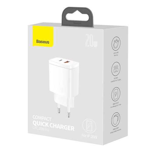 Seina kiirlaadija 20W USB + USB-C QC3.0 PD3.0, valge CCXJ-B02 6953156207240