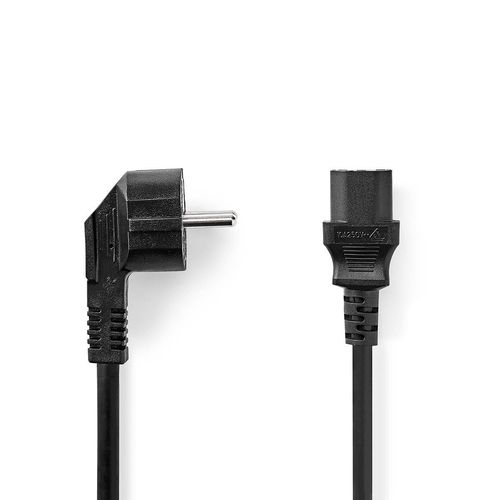 Power Cable | Plug with earth contact male | IEC-320-C13 | Angled | Straight | Nickel Plated | 10.0 m | Round | PVC | Black | Label CEGL10000BK100 5412810424917