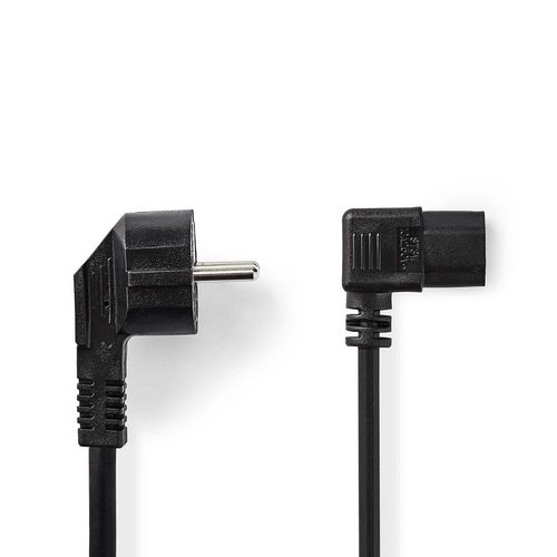 Power Cable | Plug with earth contact male | IEC-320-C13 | Angled | Angled | Nickel Plated | 10.0 m | Round | PVC | Black | Label CEGL10020BK100 5412810425037