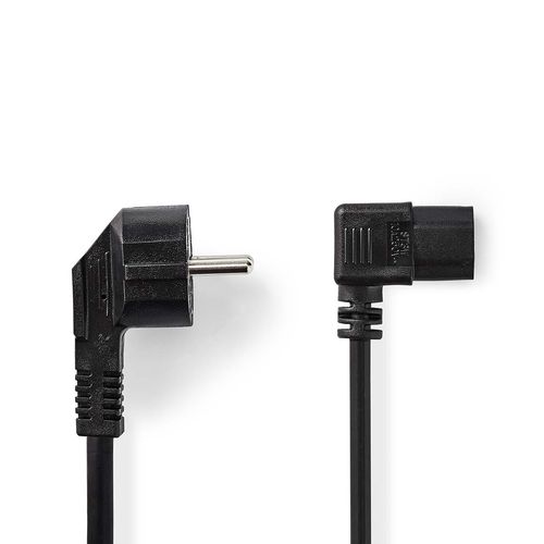 Power Cable | Plug with earth contact male | IEC-320-C13 | Angled | Angled | Nickel Plated | 5.00 m | Round | PVC | Black | Label CEGL10020BK50 5412810425068