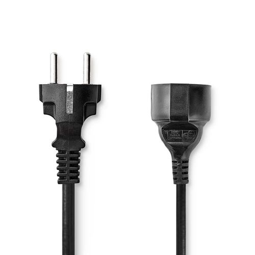 Power Cable | Plug with earth contact male | Plug with earth contact female | Straight | Straight | Nickel Plated | 2.00 m | Round | PVC | Black | Label CEGL10200BK20 5412810425174