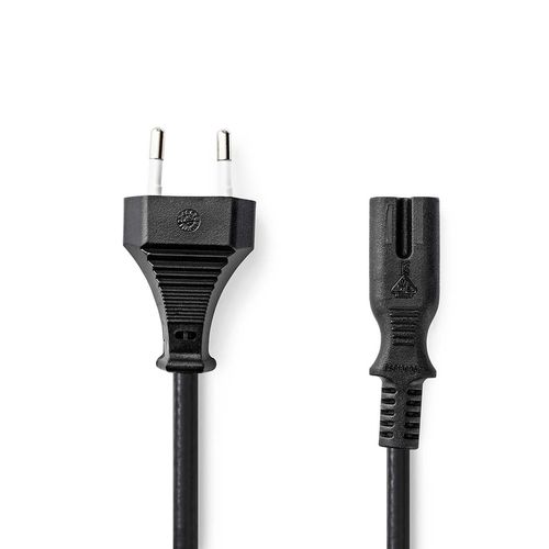 Power Cable | Euro Male | IEC-320-C7 | Straight | Straight | Nickel Plated | 0.50 m | Flat | PVC | Black | Label CEGL11040BK05 5412810427390