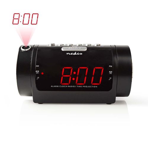 Digital Alarm Clock Radio | LED Display | Time projection | AM / FM | Snooze function | Sleep timer | Number of alarms: 2 | Black CLAR005BK 5412810274116