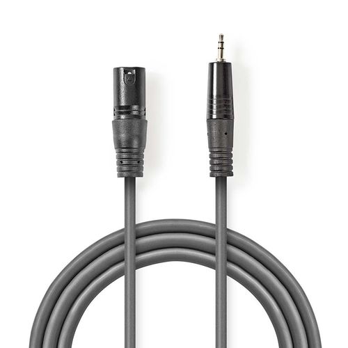 Balanced Audio Cable | XLR 3-Pin Male | 3.5 mm Male | Nickel Plated | 3.00 m | Round | PVC | Dark Grey | Carton Sleeve COTH15300GY30 5412810295838