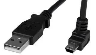 LEAD, USB A TO UP ANGLE MINI B, 1M BLACK USBAMB1MU