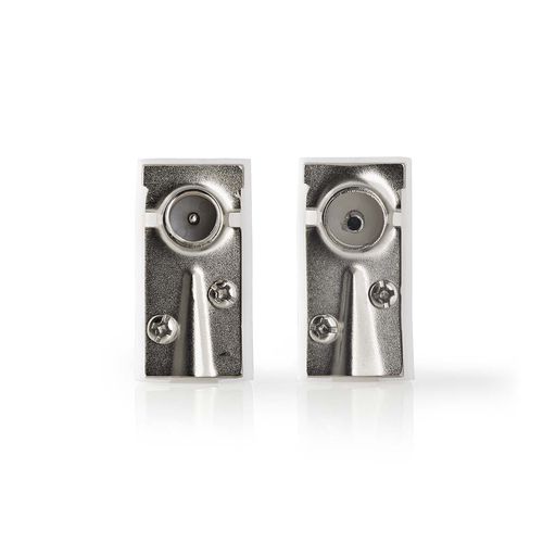 IEC (Coax) Connector | Angled | Female / Male | Nickel Plated | 75 Ohm | Screw | Cable input diameter: 7.0 mm | Metal / PVC | White | 2 pcs | Box CSBW40995WT 5412810265725