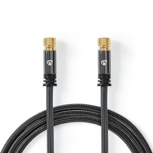 Satellite & Antenna Cable | F Male | F Male | Gold Plated | 75 Ohm | Quad Shielded | 5.00 m | Round | Cotton | Grey / Gun Metal Grey | Cover Window Box CSTB41000GY50 5412810324453