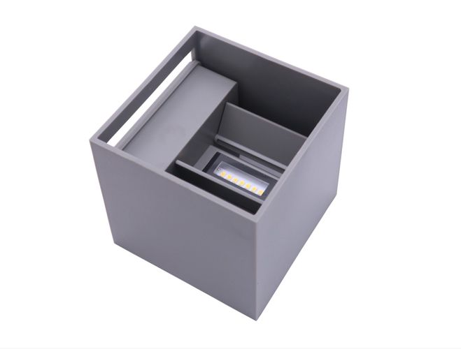 Paigaldatav seina välisvalgusti LED 2x3W 4000K IP54, reguleeritav, hall CUBE, LEDOM 478191 5907777478191