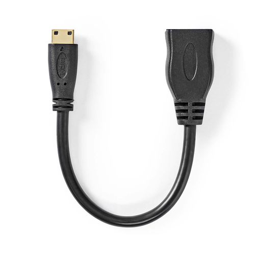 High Speed HDMI™ Cable with Ethernet | HDMI™ Mini Connector | HDMI™ Output | 4K@30Hz | 10.2 Gbps | 0.20 m | Round | PVC | Black | Box CVGB34590BK02 5412810427116