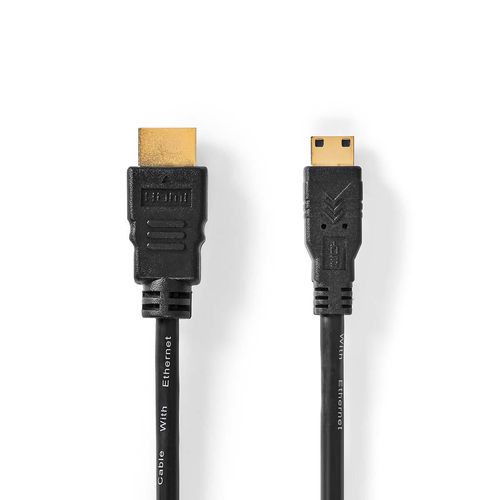 High Speed HDMI™ Cable with Ethernet | HDMI™ Connector | HDMI™ Mini Connector | 4K@30Hz | 10.2 Gbps | 1.50 m | Round | PVC | Black | Label CVGL34500BK15 5412810427079