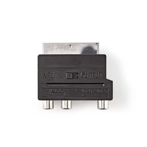 SCART Adapter | SCART Male | S-Video Female / 3x RCA Female | Nickel Plated | Switchable | ABS | Black | 1 pcs | Envelope CVGP31902BK 5412810282913