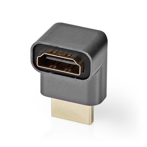 HDMI™ Adapter | HDMI™ Connector / HDMI™ Male | HDMI™ Output | Gold Plated | Angled 270° | Aluminium | Gun Metal Grey | 1 pcs | Cover Window Box CVTB34902GY 5412810333585