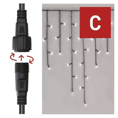 LED garland/curtain, 30Vdc, 2.5x0.9m, 100 x LED, cool white, connectable, without power supply, EMOS D1CC01 8592920094778