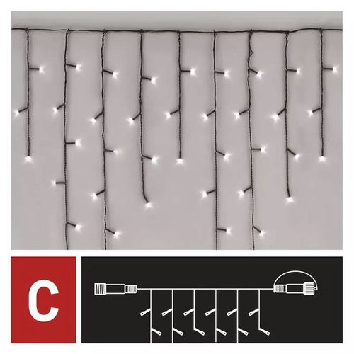 LED garland/curtain, 30Vdc, 2.5x0.9m, 100 x LED, cool white, connectable, without power supply, EMOS D1CC01 8592920094778