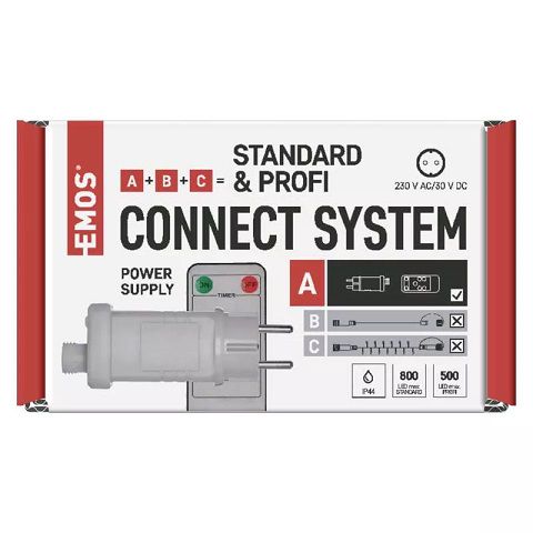 Power supply for EMOS CONNECTING garlands, 30Vdc, 12W, with remote controller, IP44, EMOS D1ZW02 8592920094464