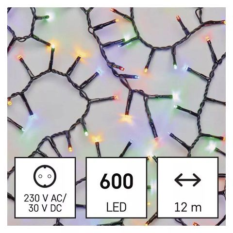 LED garland, 230Vac, 12m, 600 x LED, multicolor, timer, EMOS D4BM03 8592920095980