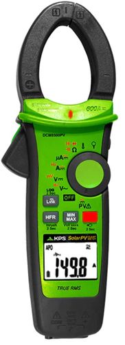 AC Clamp Meter, PV, D37mm, TRMS, NCV, 600A AC/DC, 400µA/4000µA AC/DC, 1500/2000V AC/DC, 600mV DC, 10kHz, 600kOm, 1000uF, -40-400C, 6000 LCD, BT, KPS DCM8500PV 8435394784694