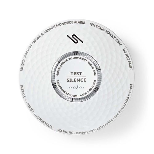 Smoke & Carbon Monoxide Alarm | Battery Powered | Battery life up to: 10 year | EN 14604 | With test button | 85 dB | ABS | White DTCTCS10WT 5412810334803