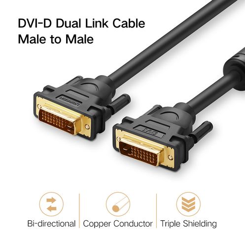 Cable DVI-D - DVI-D (24+1) (2K@60Hz 2560*1600) supports DVI-I 24+5 ports 2m black DV101 UGREEN UGREEN/11604 6957303866045