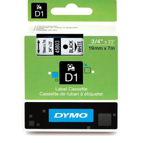 Label Tape DYMO 19mm x 7m / black print on white label DYMO-S0720830 5411313452137