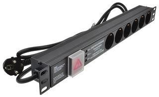 6 WAY SCHUKO TO SCHUKO PDU WITH SURGE PDU-6WS-H-SCH-SCH-SP