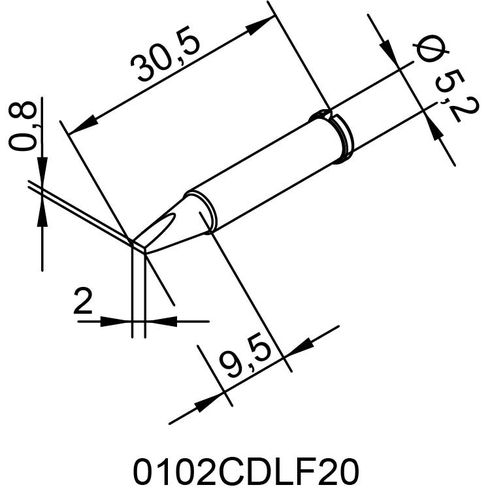 Паяльный наконечник ERSADUR, 2,0 мм/0,079 дюйма, ERSA ER0102CDLF20