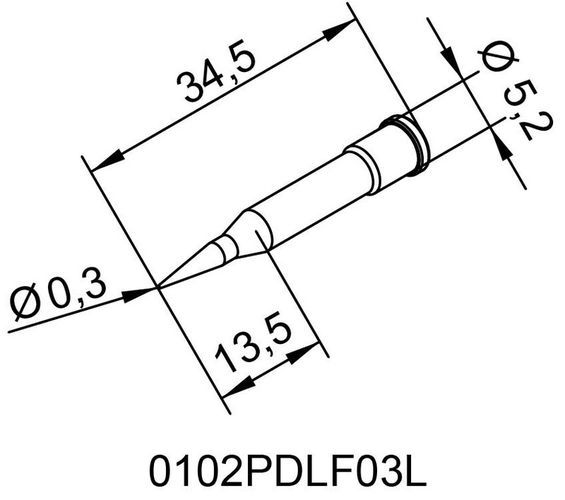 Паяльное жало ERSADUR, внешн. 0,3 мм / 0,012 дюйма, ERSA ER0102PDLF03L 4003008082975