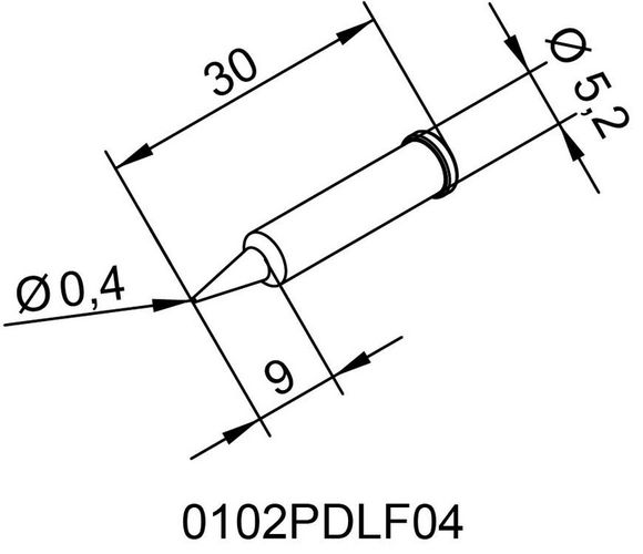 Soldering tip ERSADUR, 0.4mm/0.016in, ERSA ER0102PDLF04 4003008077186