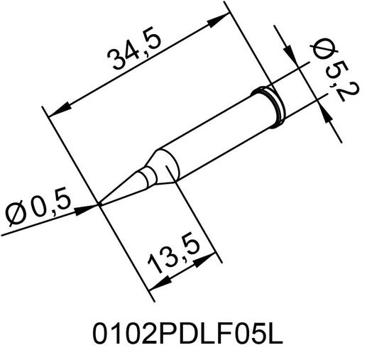 Паяльное жало ERSADUR, внешн. 0,5 мм / 0,020 дюйма, ERSA ER0102PDLF05L 4003008082999