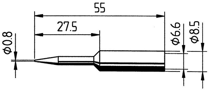 Soldering tip ERSADUR, ext. 0.8mm/0.031in, ERSA ER0832SDLF 4003008074703