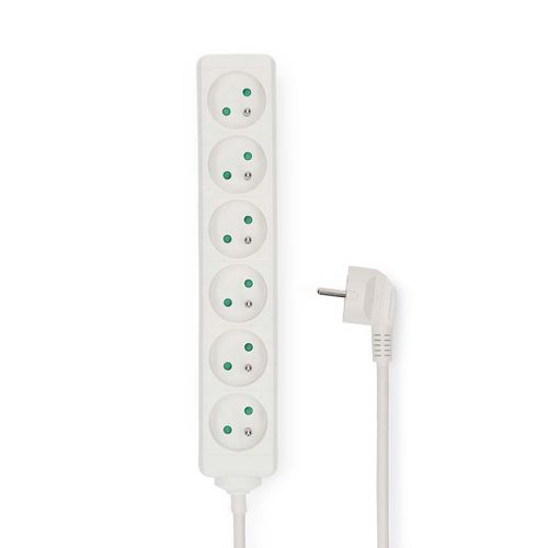 Extension Socket | Type E (CEE 7/6) | 6-Way | 1.50 m | 3680 W | 16 A | Kind of grounding: Pin Earth | 230 V AC 50/60 Hz | Socket angle: 45 ° | H05VV-F 3G1.5mm² | White ESOC615E1WT 5412810465996