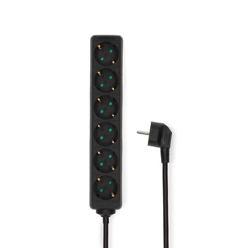 Extension Socket | Type F (CEE 7/7) | 6-Way | 3.00 m | 3680 W | 16 A | Kind of grounding: Side Contacts | 230 V AC 50/60 Hz | Socket angle: 45 ° | H05VV-F 3G1.5mm² | Black ESOC630F1BK 5412810466023