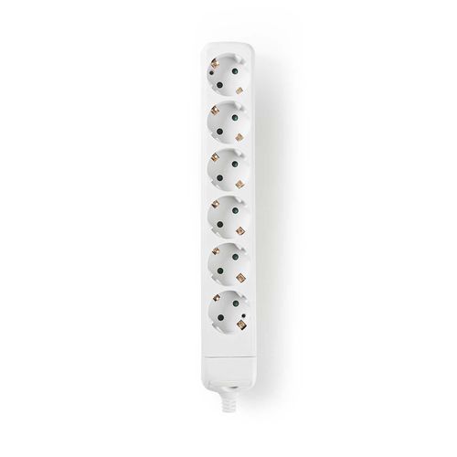 Extension Socket | Type F (CEE 7/7) | 6-Way | 3680 W | 16 A | Kind of grounding: Side Contacts | 230 V AC 50/60 Hz | Socket angle: 45 ° | No Cable Included | White EXSO600F1WT 5412810290826