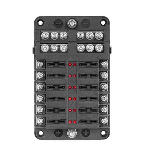 Car FuseBox 12 sockets 19mm FUSEBOX12 5901890062671