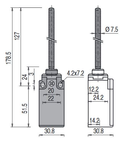 Position switch with coil spring FR 525, Pizzato FR-525 8018851037337