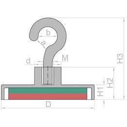 Konks magnetiga Ø10mm NdFeB N38 MAG/HOOK/10