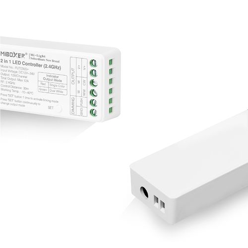 LED controller for DIM / CCT 2 in 1, 12-24Vdc, 12A, RF 2.4GHz, Mi Light FUT035S+