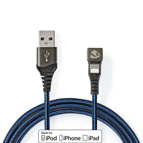 USB Cable | USB 2.0 | Apple Lightning 8-Pin | USB-A Male | 12 W | 480 Mbps | Nickel Plated | 1.00 m | Round | Braided / Nylon | Black / Blue | Cover Window Box GCTB39300AL10 5412810326808