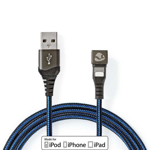 USB Cable | USB 2.0 | Apple Lightning 8-Pin | USB-A Male | 12 W | 480 Mbps | Nickel Plated | 2.00 m | Round | Braided / Nylon | Black / Blue | Cover Window Box GCTB39300AL20 5412810326815