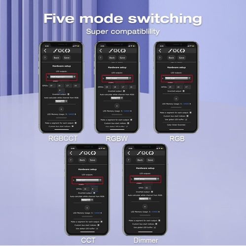 LED kontroller 12-24V 15A, RGB + CCT, mittedigitaalsetele LED ribadele, WLED ESP32 PWM, Wi-Fi GL-C-211WL 6978699220266
