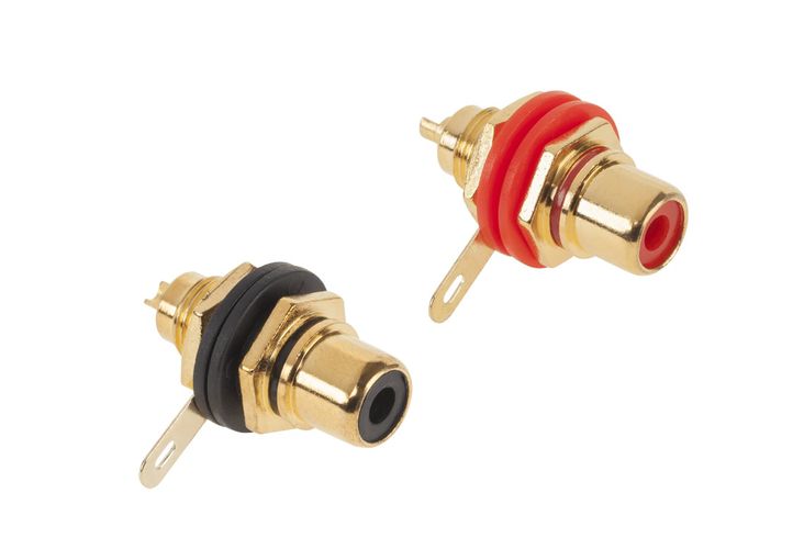 Jack RCA gold plated, shielded, panel mount, red AU/H-RC-F-IS/GR 4040849113079; 5410329283766; 5900804024637