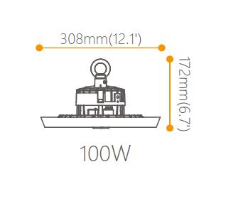 HALO kõrghallivalgusti, 230Vac 100W, 210lm/W 4000K, 21 000lm, IP65, IK08, must FK-IL100-110N-HH